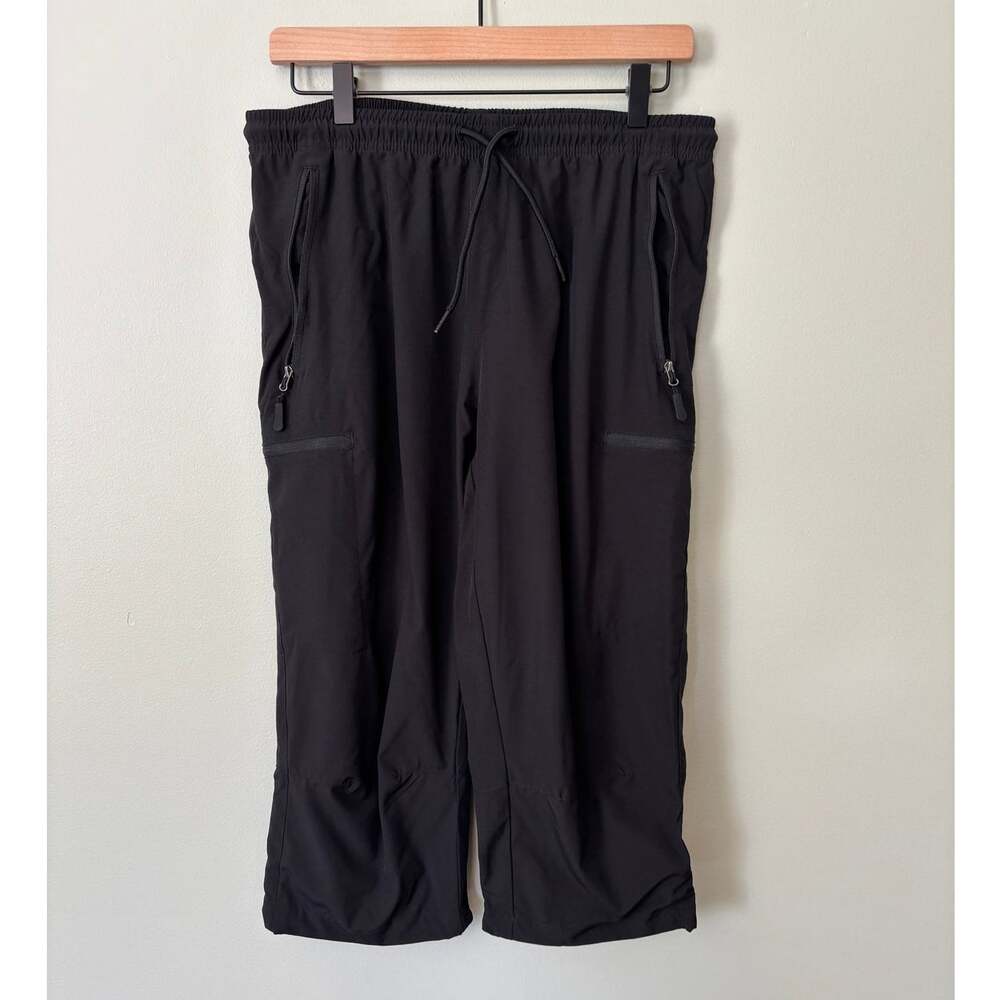 Satiny Black Cropped Outdoor Pants Hiking Camping Gardening